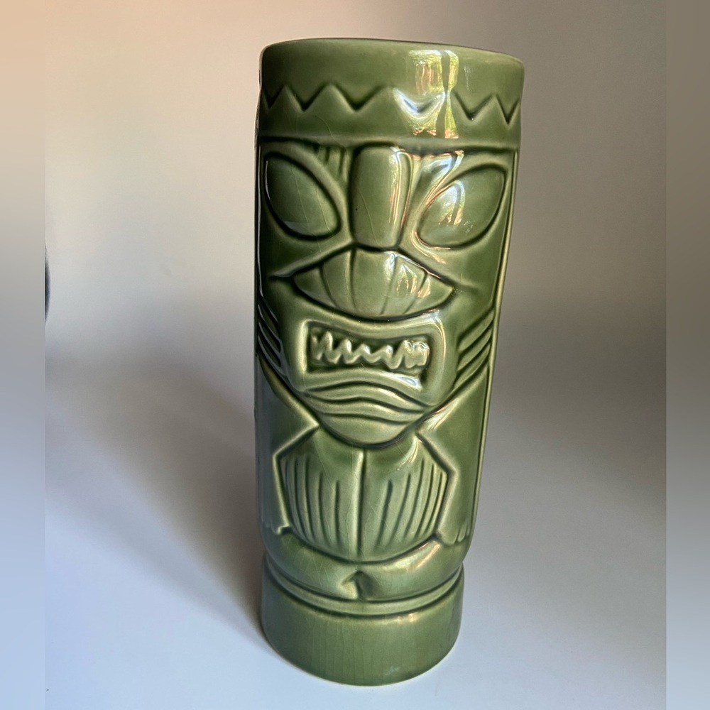 Vintage Green Ceramic Tiki Cocktail Mug Tumbler